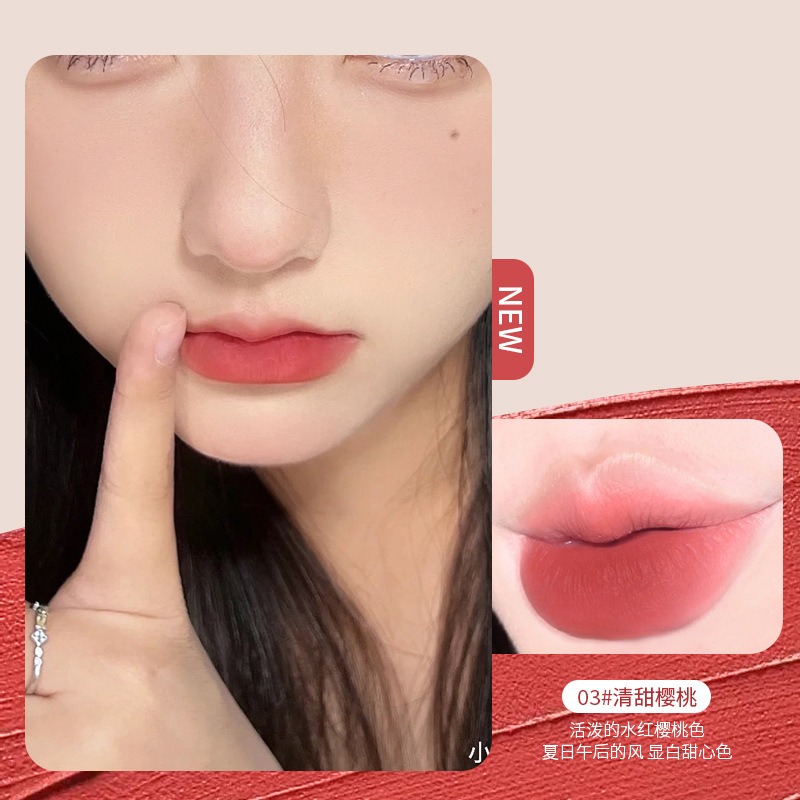 HEY.YUE🍰 草莓蛋糕 空氣 柔霧 唇釉 絲絨 霧面 唇釉 不掉色 不沾杯 蠟筆 口紅-細節圖5