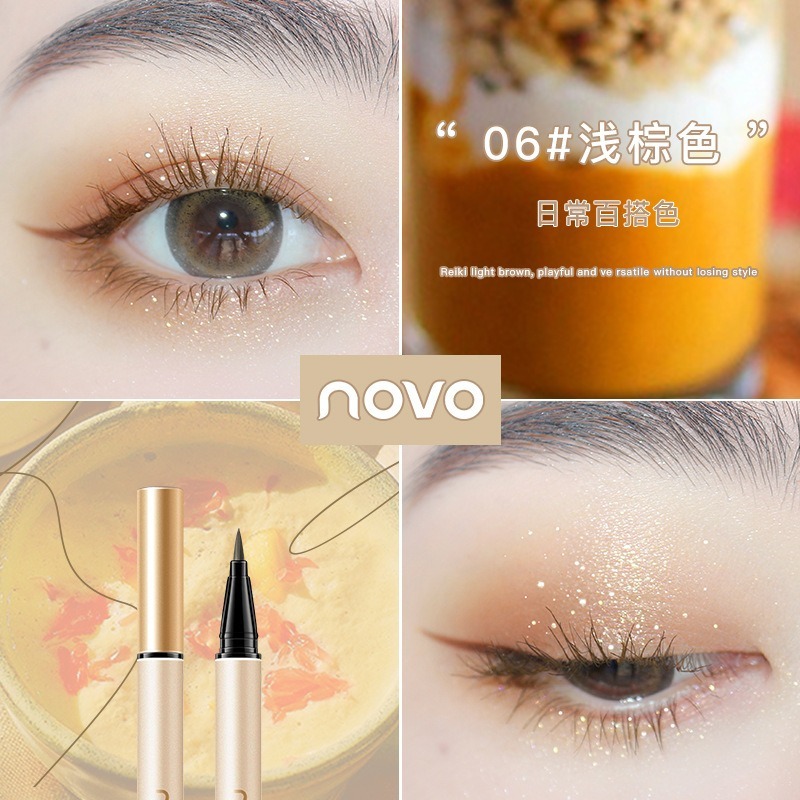 NOVO🌈正品授權商 彩色 眼線筆  初學者  棕色 黑色 紅色  豆沙色  眼線液 筆 酒紅色-細節圖7