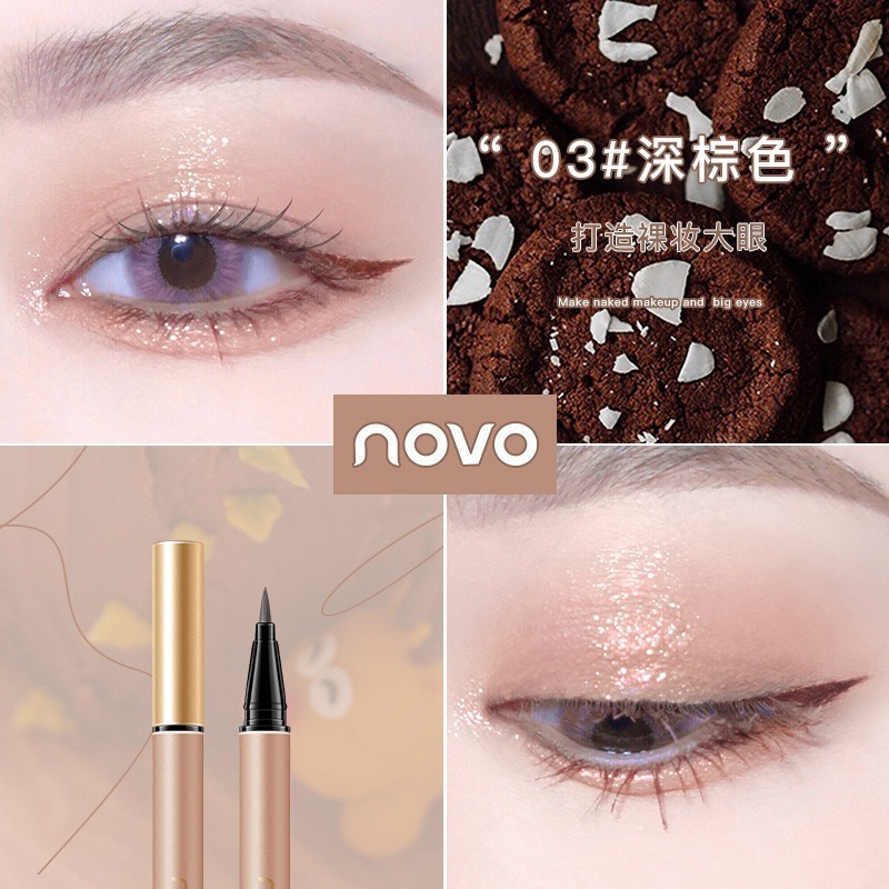 NOVO🌈正品授權商 彩色 眼線筆  初學者  棕色 黑色 紅色  豆沙色  眼線液 筆 酒紅色-細節圖8