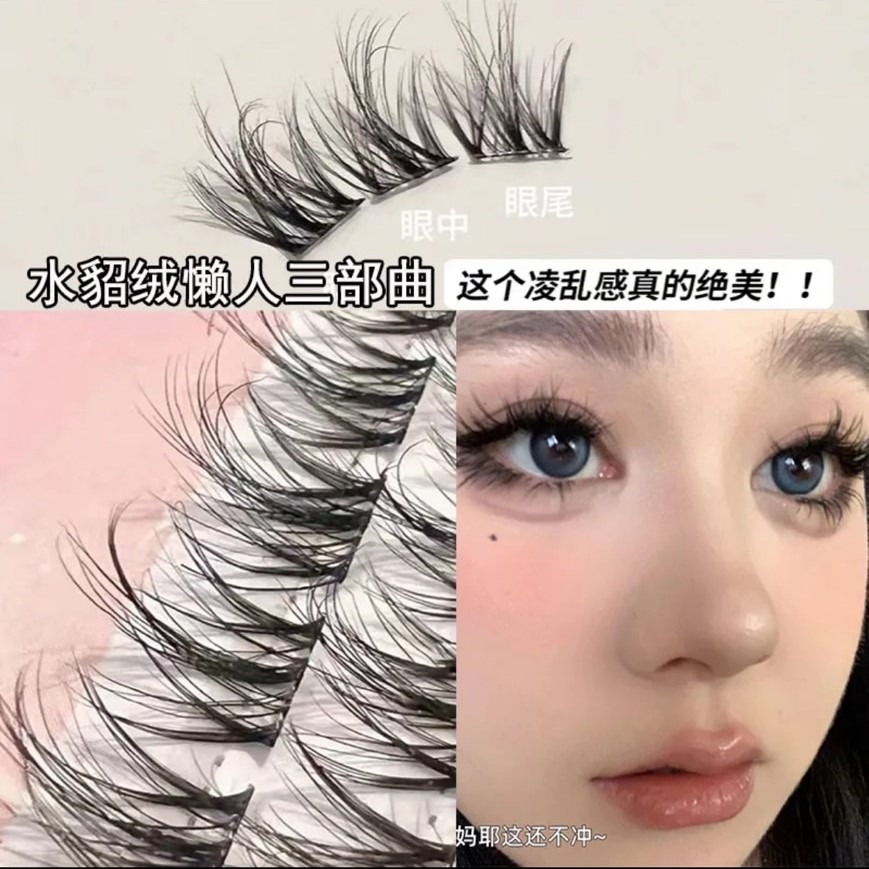 最新款 5D立體 免膠假睫毛  嬰兒濃密 免膠假睫毛 水貂睫 毛凌亂 濃密 分段 新手 三部曲 芭比 單簇 仿真-細節圖2