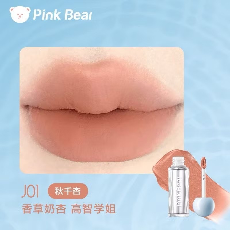 台灣現貨 pinkbear💦皮可熊 爆水唇泥 水精華 滋潤唇紋 不掉色 不沾杯 貼貼唇泥-規格圖11