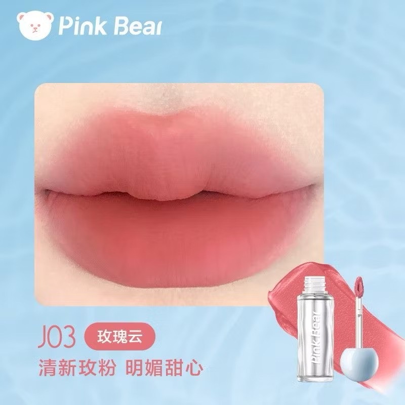 台灣現貨 pinkbear💦皮可熊 爆水唇泥 水精華 滋潤唇紋 不掉色 不沾杯 貼貼唇泥-規格圖11