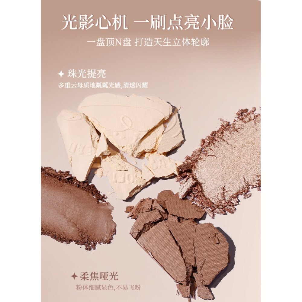 現貨💗xixi 光影描繪 四色修容盤 霧面 高光 珠光 提亮 立體 陰影 鼻影 新手綜合盤-細節圖2