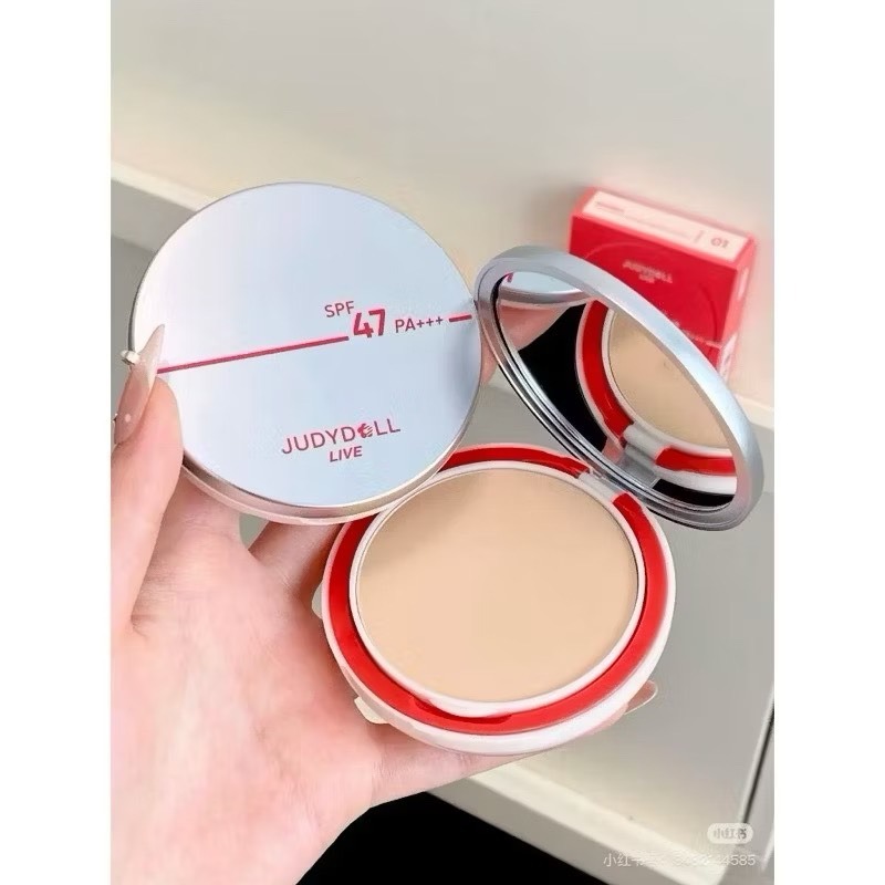 台灣現貨🌞Judydoll 橘朵防晒粉餅 持久定妝 蜜粉 控油 散粉 啞光 防水 防汗 細膩 清透 底妝-細節圖9