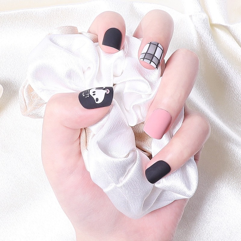 史努比 美甲貼 貼片 全貼 甲片 假指甲貼片 簡約 裝飾貼 磨砂款 短版 附膠 Y03-細節圖3