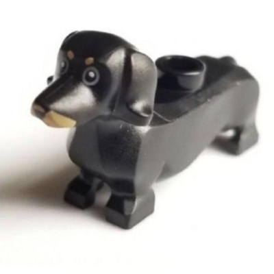 LEGO 樂高 臘腸狗 黑色臘腸狗 狗 動物 53075pb02【玩樂小舖】