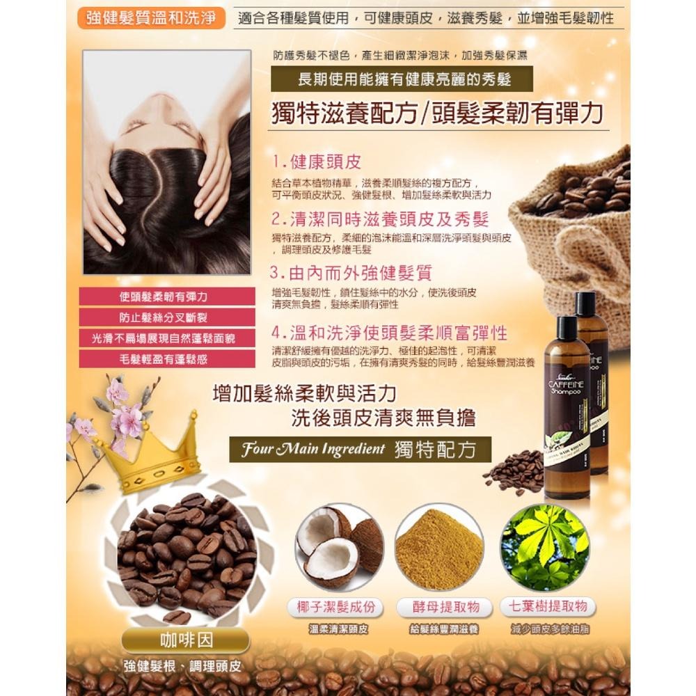 Sesedior 希希娣兒-護髮清潔超級優惠組合(咖啡因洗髮乳4瓶+玫瑰髮油1瓶)-細節圖3