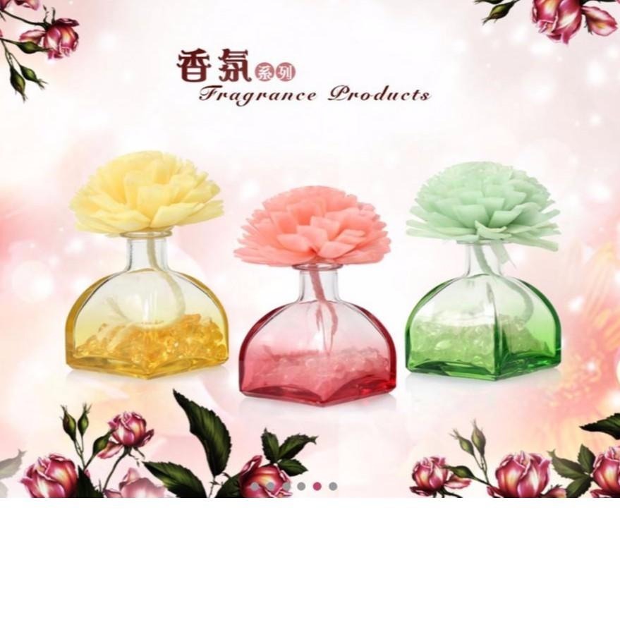 【Sesedior】冰晶玻璃玫瑰牡丹擴香花組(含開運水晶)-細節圖3