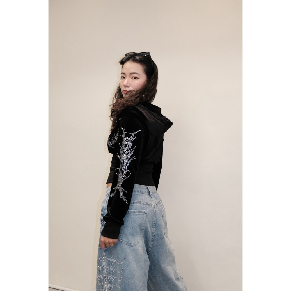 *換季特價*闆娘自留款絲絨y2k水鑽外套-細節圖11