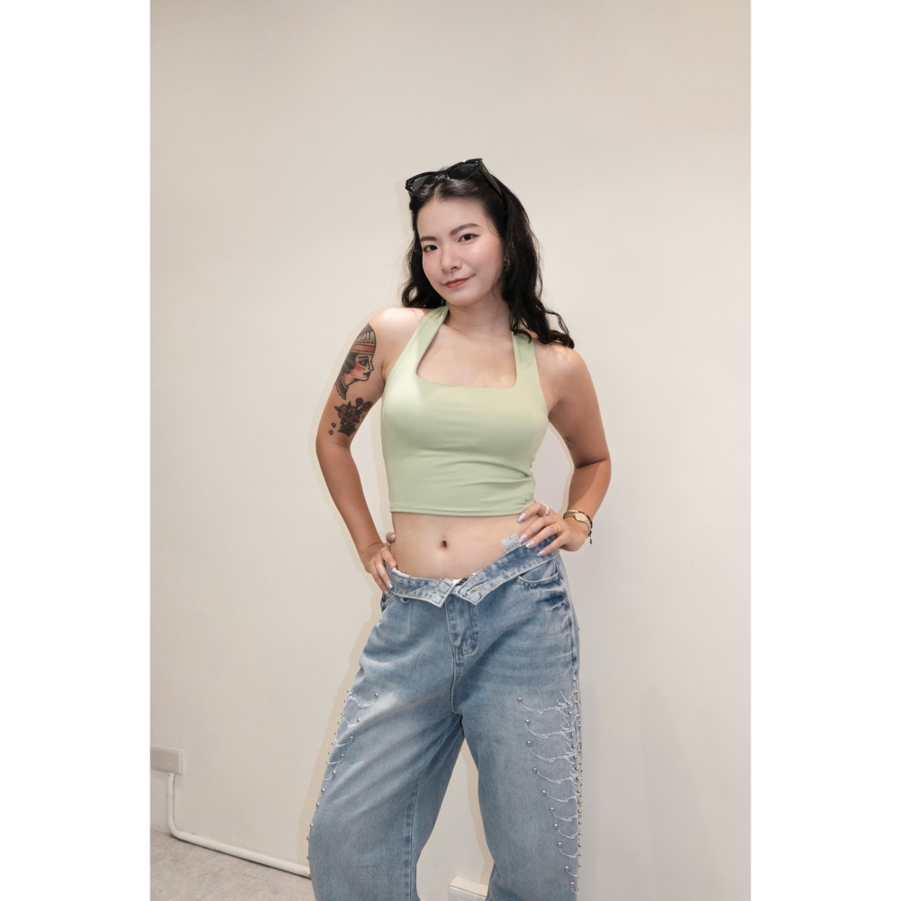 4色 超柔棉美式掛脖背心附胸墊款-細節圖7