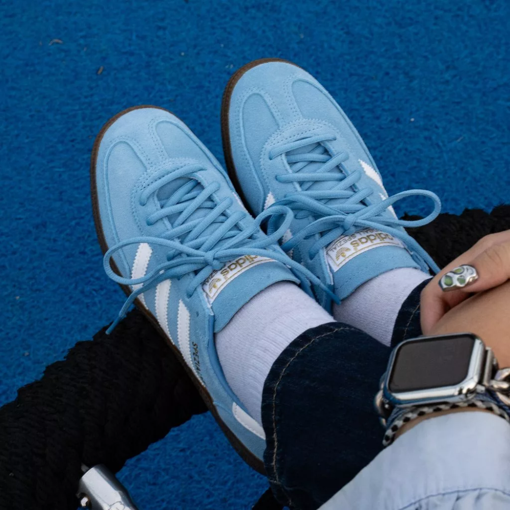 Adidas Handball Spezial BD7632 男女 休閒鞋 經典 復古 麂皮 三葉草 淺藍-細節圖4
