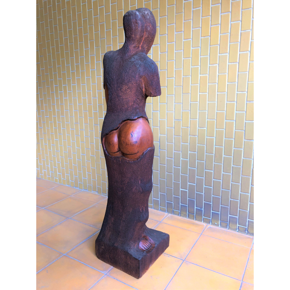 維納斯實木雕像，樹皮為衣，40年前珍藏品，工法細膩，體態婀娜多姿，值得珍藏-細節圖5