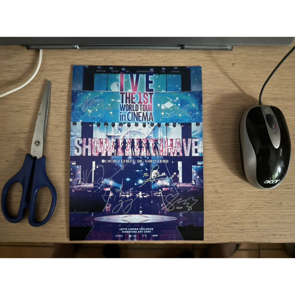 韓國直送稀有IVE全員簽名 IVE The 1st World Tour in Cinema韓國首周炫光雷射卡KPOP-細節圖2