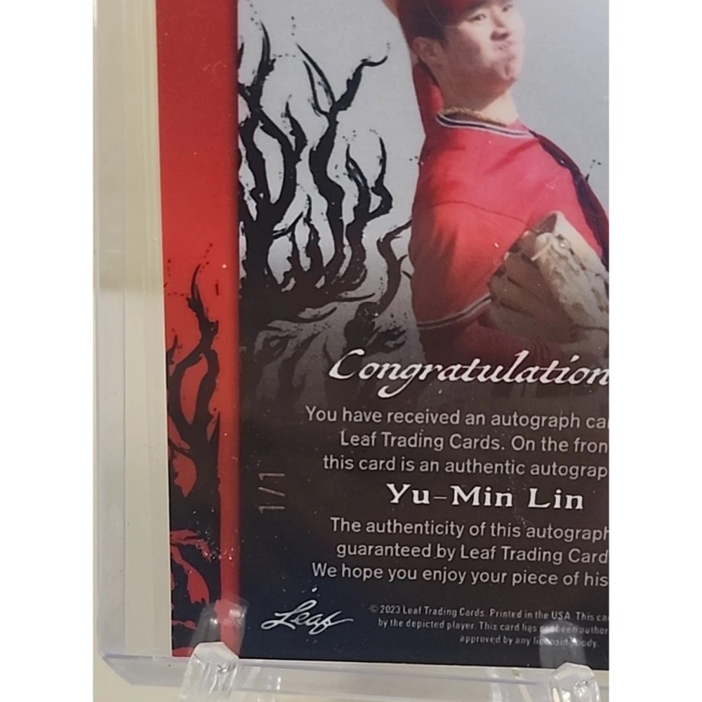 台北捷運站現貨 限量#1/1張 林昱珉2023 Leaf Metal Thrillerz美國職棒 球員卡 簽名 黃金卡-細節圖3