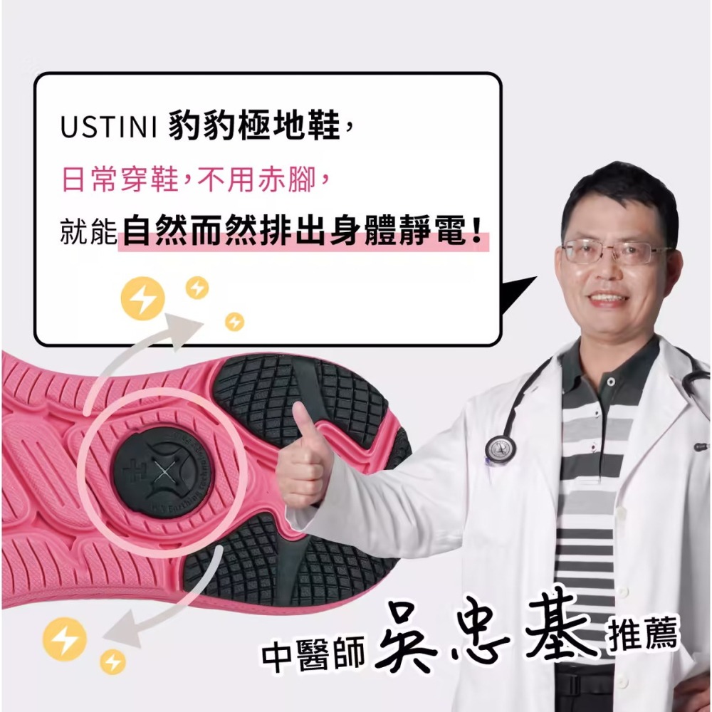 【里享】USTINI 我挺你健康鞋 豹豹極地鞋 (極地x接地氣) 女款-綠粉豹-限時優惠買鞋送襪-細節圖8