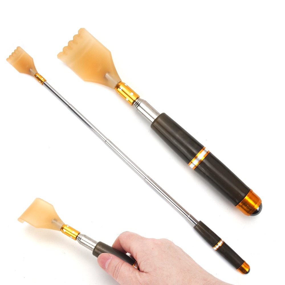 【晨豐商行】抓癢神器 磁珠不鏽鋼伸縮不求人 仿牛角 搔癢 撓癢 伸縮抓背器 抓癢棒 止癢棒(磁珠不鏽鋼伸縮不求人)-細節圖3