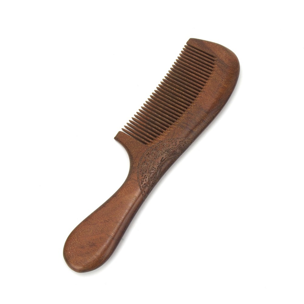 【晨豐商行】金絲壇雕花木梳/ 精選寬齒/密齒 梳子按摩(總長18.5cm)/禮贈品.歡迎團購(金絲壇雕花木梳)-規格圖3