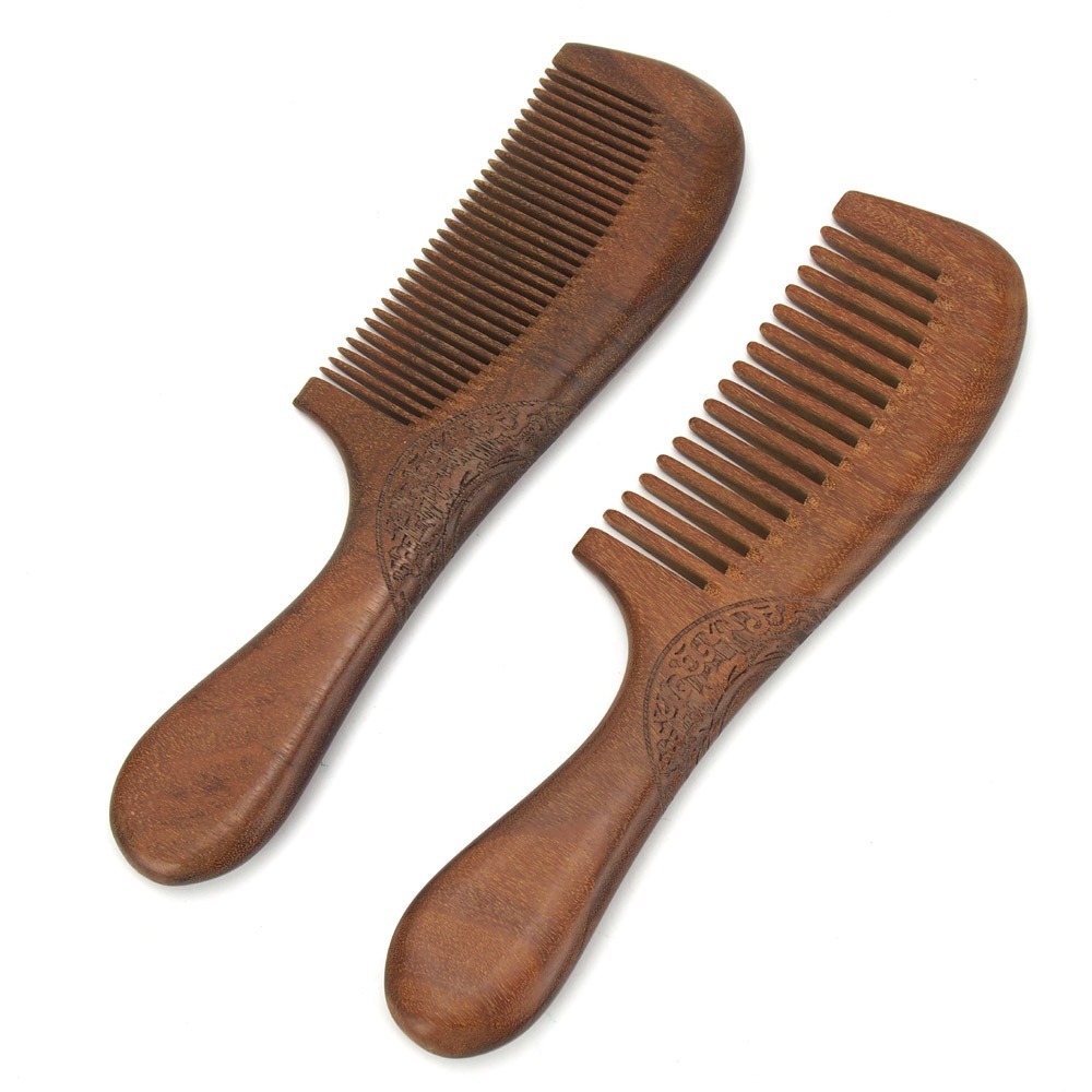 【晨豐商行】金絲壇雕花木梳/ 精選寬齒/密齒 梳子按摩(總長20.5cm)/禮贈品.歡迎團購(金絲壇雕花木梳)-細節圖3