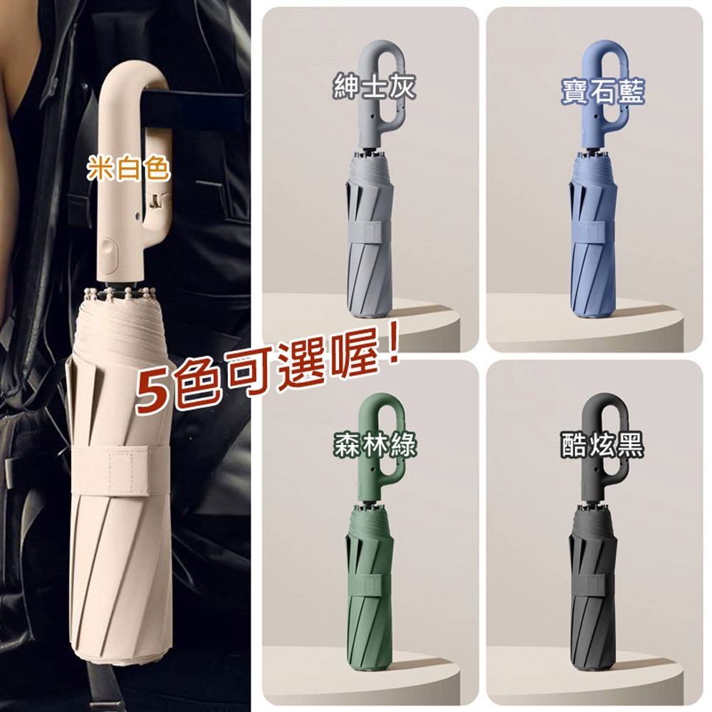 【晨豐商行】自動折疊傘 勾勾傘 遮陽傘 扣型手把 輕量雨傘 防曬傘 抗風雨傘 男女晴雨两用傘 太陽傘 遮陽傘-細節圖3