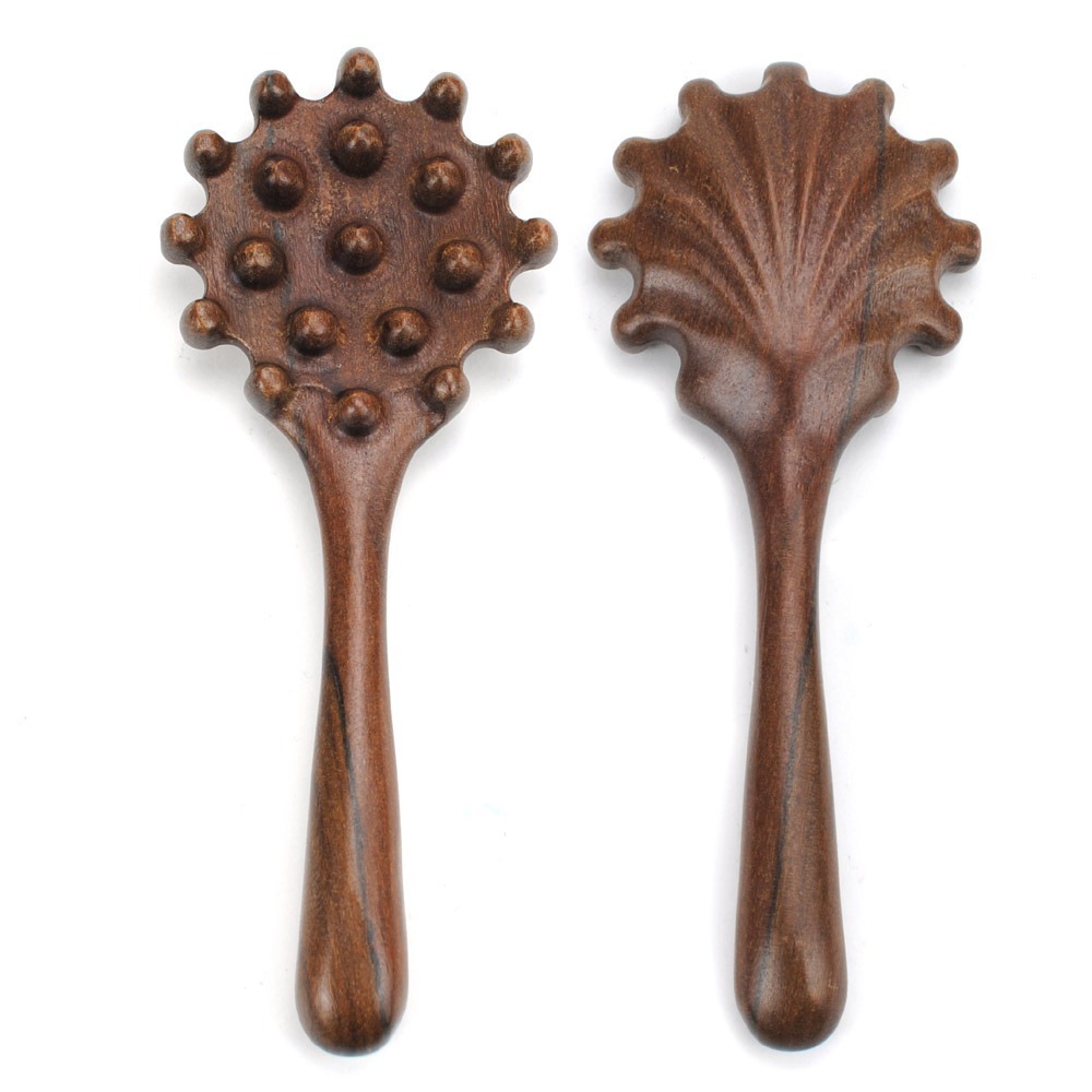 【晨豐商行】天然金絲檀木-20珠貝殼按摩經絡刷 刮痧按摩養生梳 頭皮按摩 檀香木梳 原木梳 禮物-細節圖3