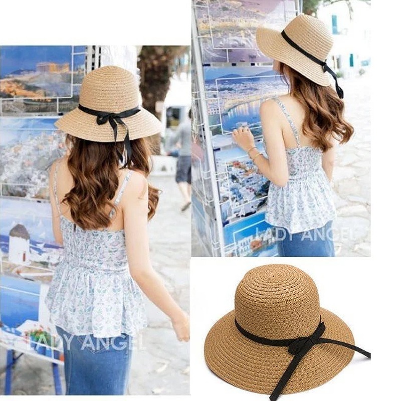 【晨豐商行】麻豆最愛特級款/經典黑色蝴蝶結/渡假海灘大邊草帽/大頭圍(限宅配)-細節圖2