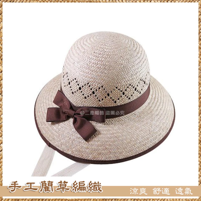 【晨豐商行】苑裡三角藺草/國寶級 阿嬤手工編織藺草/咖啡色蝴蝶結/包邊漁夫帽 女草帽 -台灣(限宅配)-規格圖1