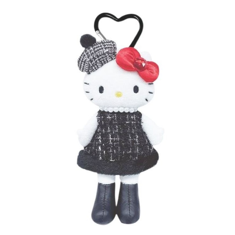小怪獸日本代購🌸現貨 快速出貨 日本 三麗鷗 KITTY 凱蒂貓 黑皮 吊飾 玩偶 娃娃 愛心扣 長腿 貴婦 酷洛米-規格圖1