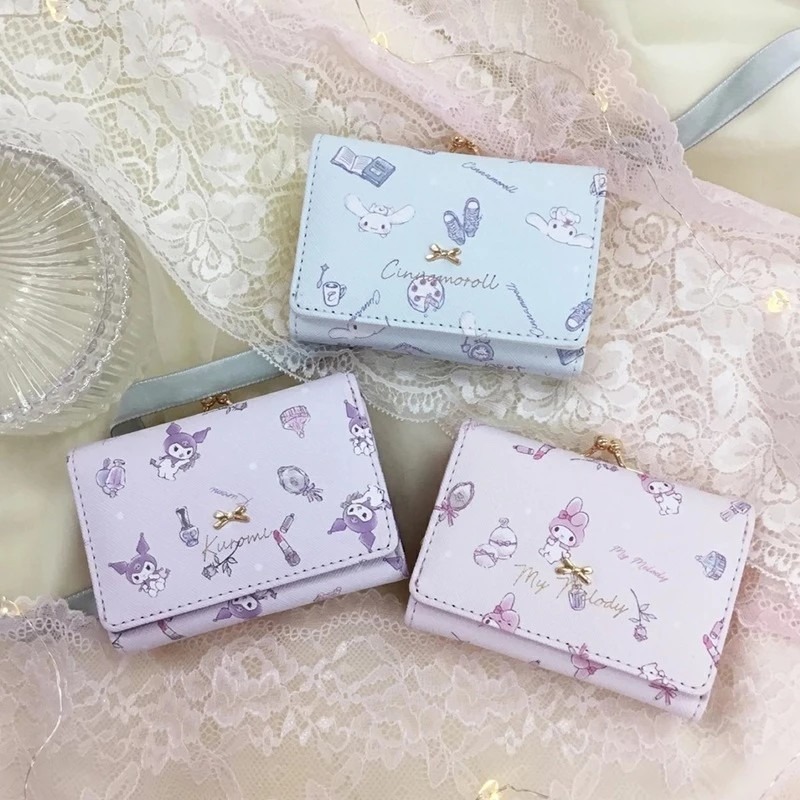 小怪獸選物🌸現貨 日本正版財布 三麗鷗三折短夾 皮夾 粉嫩 短夾 錢包 Kitty 帕恰狗 布丁狗 口金包 摺疊 錢包-細節圖3