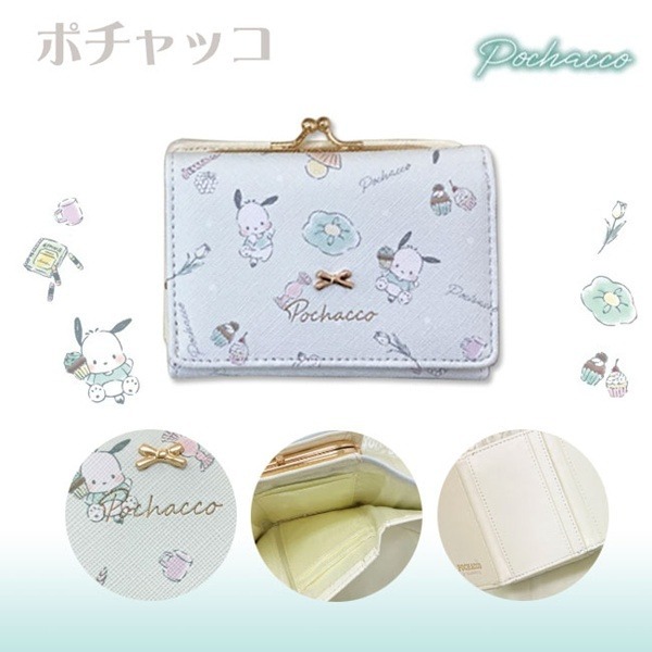 小怪獸選物🌸現貨 日本正版財布 三麗鷗三折短夾 皮夾 粉嫩 短夾 錢包 Kitty 帕恰狗 布丁狗 口金包 摺疊 錢包-規格圖5
