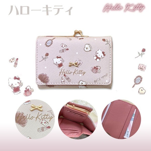 小怪獸選物🌸現貨 日本正版財布 三麗鷗三折短夾 皮夾 粉嫩 短夾 錢包 Kitty 帕恰狗 布丁狗 口金包 摺疊 錢包-規格圖5