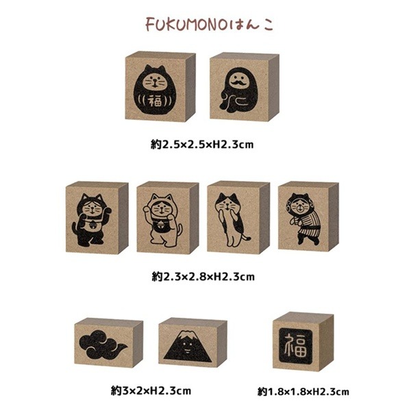 小怪獸選物🌸日本製 FUKUMONO 可愛印章 手帳 印章 手繪風 達摩 貓咪 富士山 章-細節圖6