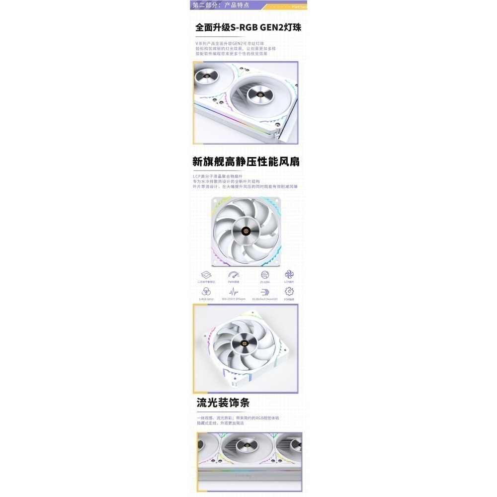 VK瓦爾基里V360 梅林白色帶3.5吋螢幕神光同步新款IPS液晶屏LCP扇葉風扇水冷散熱器-細節圖3