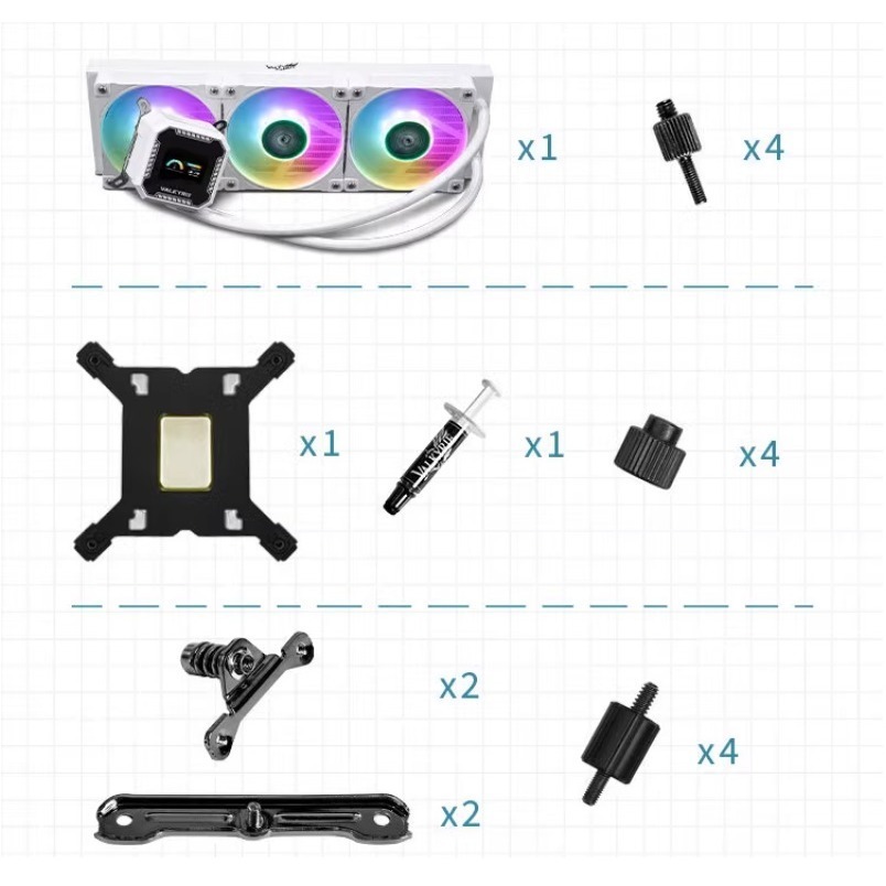 VK瓦爾基里B360白色帶2吋螢幕神光同步新款水冷散熱器-細節圖8