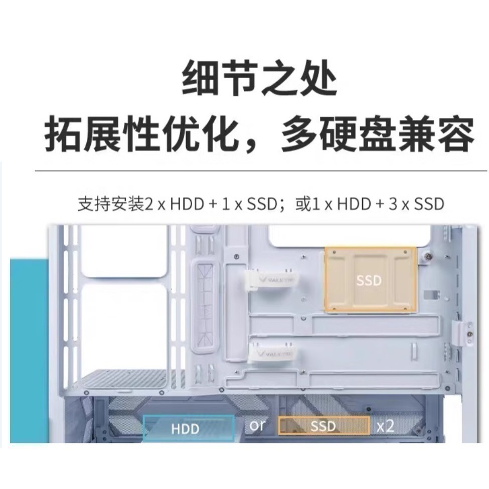 瓦爾基里VK03 WHITE 白色 支援360水冷 6.2吋觸摸屏 ATX海景房機殼含1正3反白色稜鏡6pro風扇-細節圖7