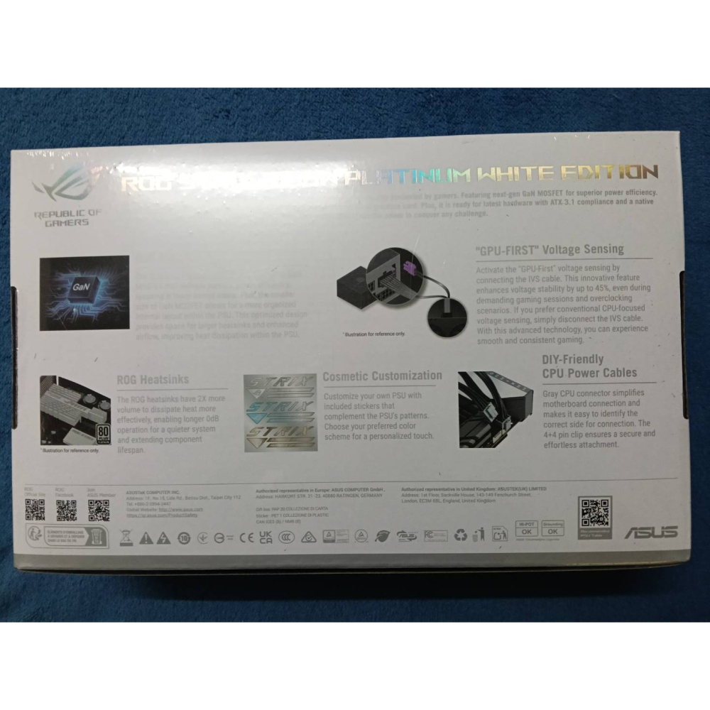 ASUS 華碩 ROG-STRIX-1000W-GAMING-WHITE朝競白 白金全模組 ATX3.1 電源供應器-細節圖5
