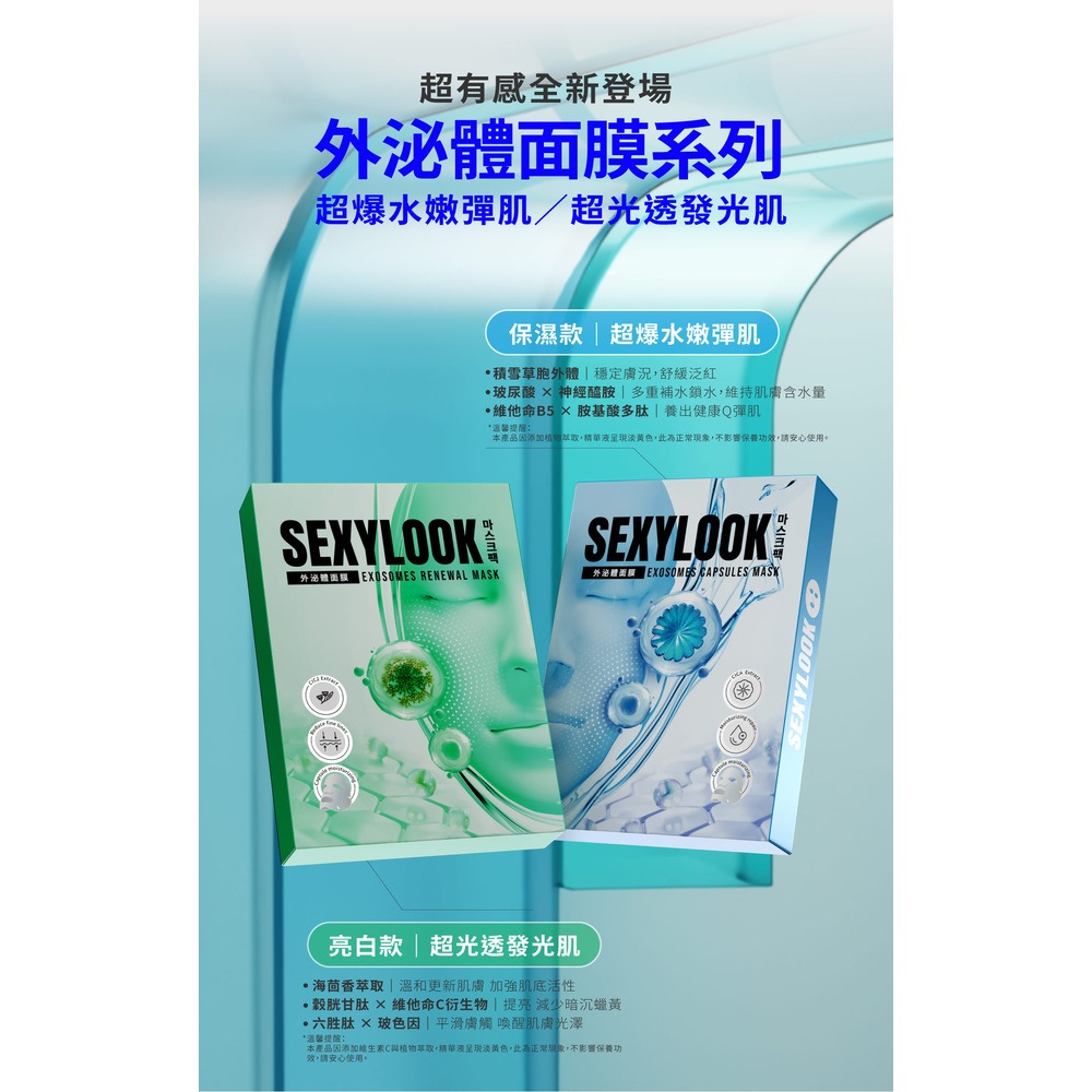 SEXYLOOK 西西露牛奶外泌體面膜4片/盒_任選(海茴香水光/積雪草保濕) 3入組-細節圖6