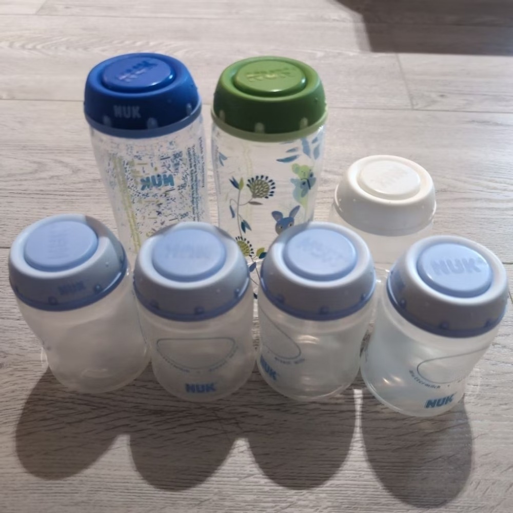 NUK 黃色小鴨 哺乳 塑膠 玻璃 奶瓶 德國 儲乳罐 母乳罐-細節圖2