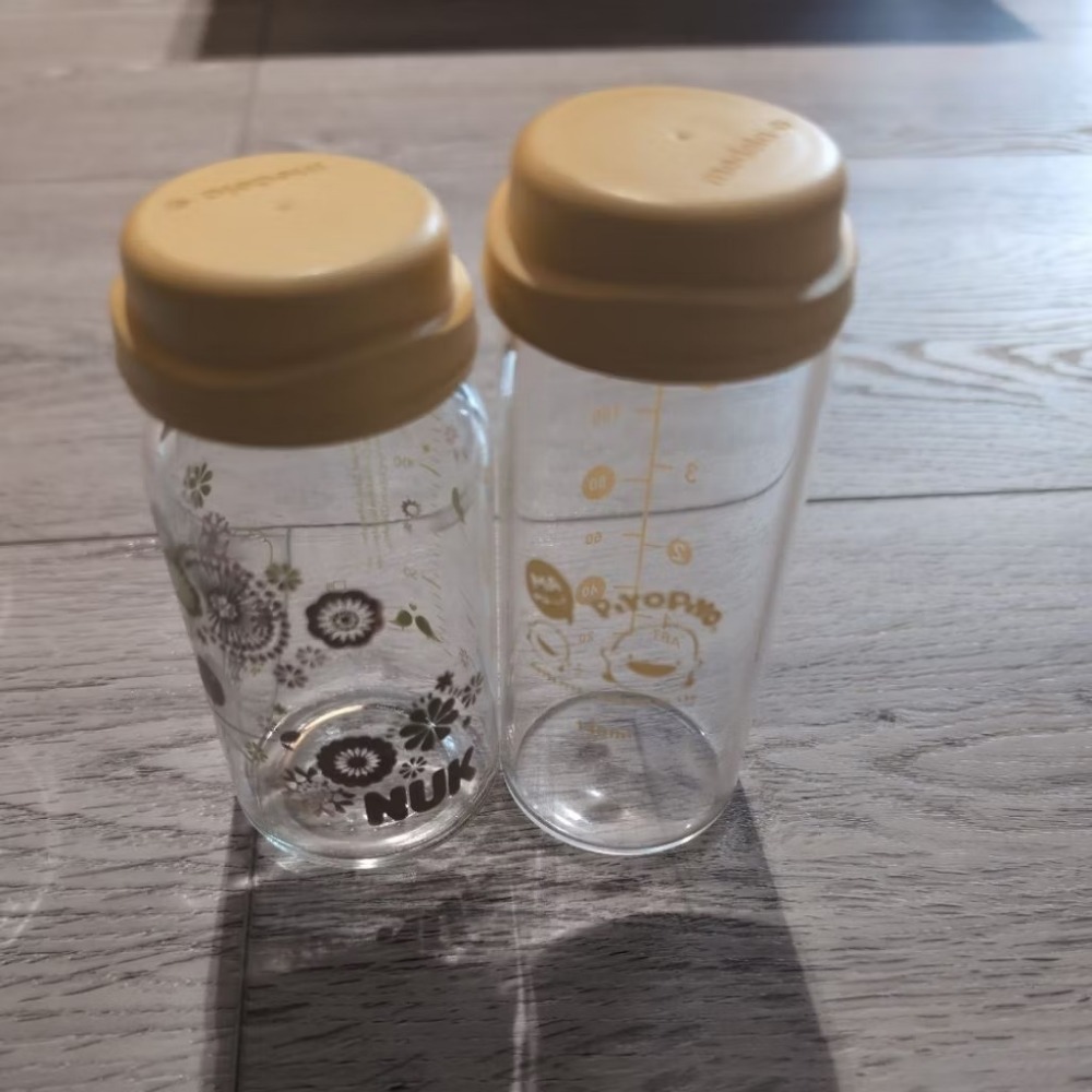 NUK 黃色小鴨 哺乳 塑膠 玻璃 奶瓶 德國 儲乳罐 母乳罐-細節圖3