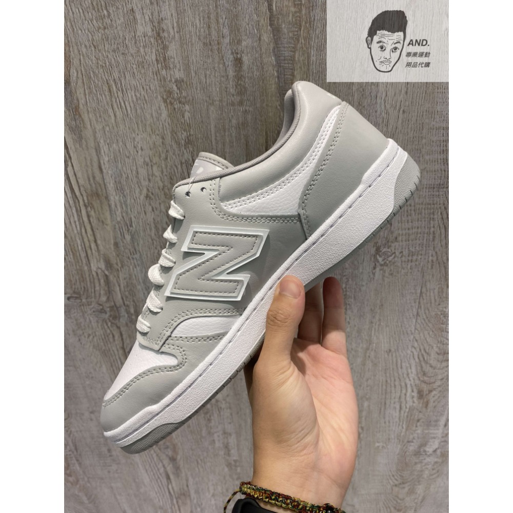 【AND.】NEW BALANCE 480 NB 灰白 休閒 穿搭 復古 板鞋 男女款 BB480LHI-細節圖3
