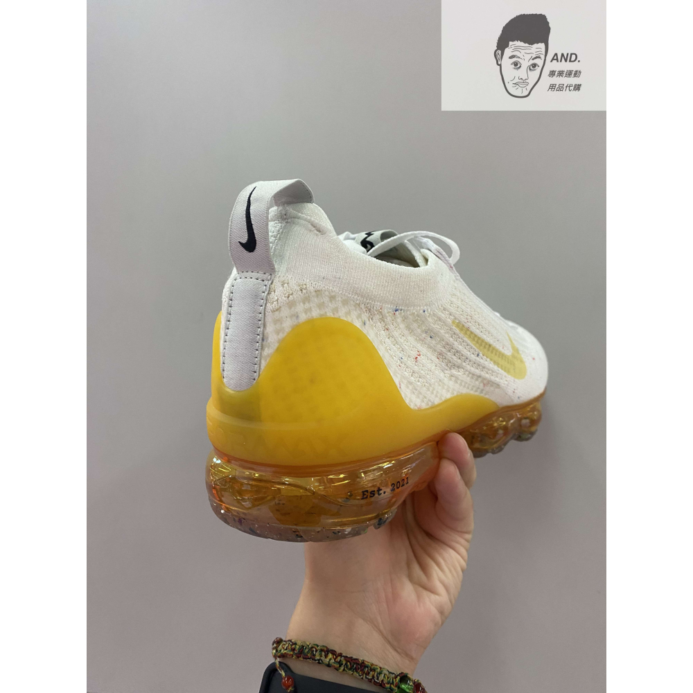 【AND.】NIKE VAPORMAX 2021 FK SE 白橘 休閒 氣墊 慢跑 男款 DQ8963-100-細節圖4