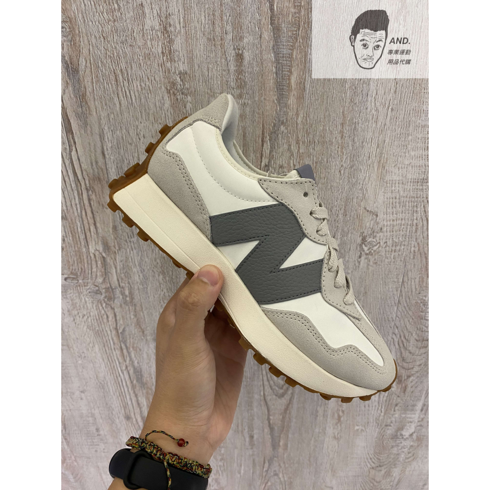 【AND.】NEW BALANCE 327 復古 皮革 運動 女款 藍字/灰字 U327LU/LT-細節圖2