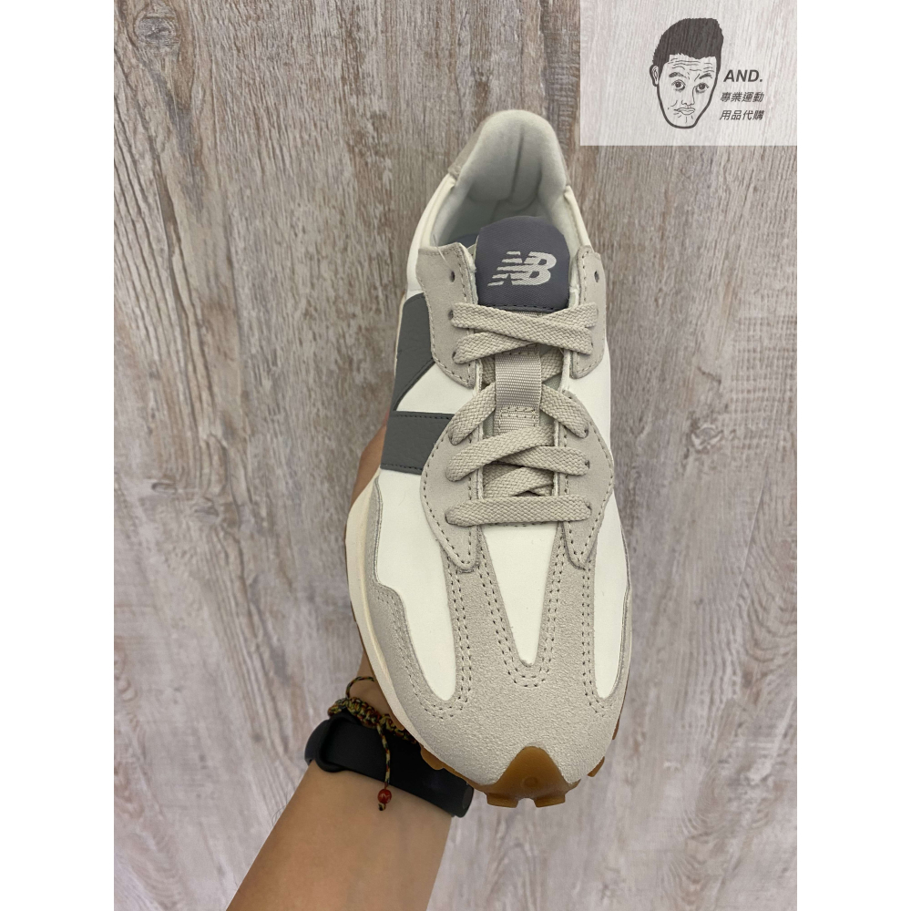 【AND.】NEW BALANCE 327 復古 皮革 運動 女款 藍字/灰字 U327LU/LT-細節圖3