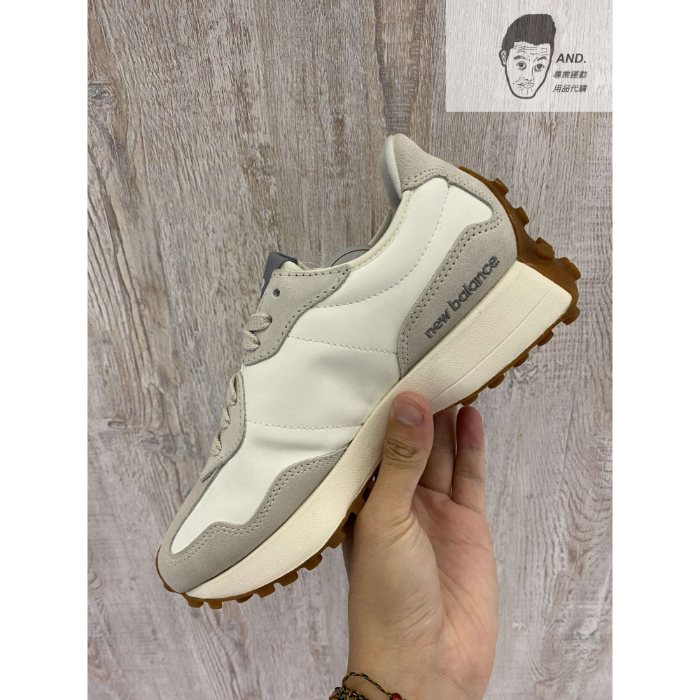 【AND.】NEW BALANCE 327 復古 皮革 運動 女款 藍字/灰字 U327LU/LT-細節圖4