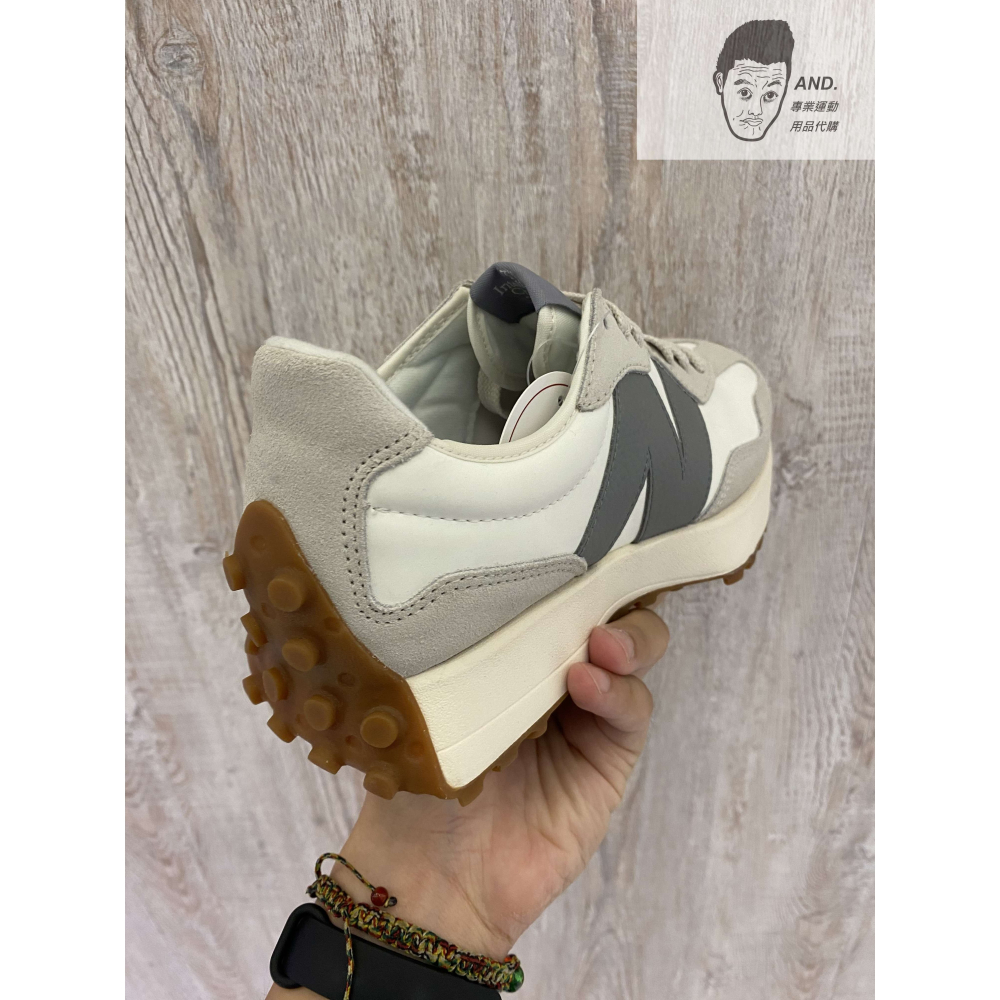 【AND.】NEW BALANCE 327 復古 皮革 運動 女款 藍字/灰字 U327LU/LT-細節圖5