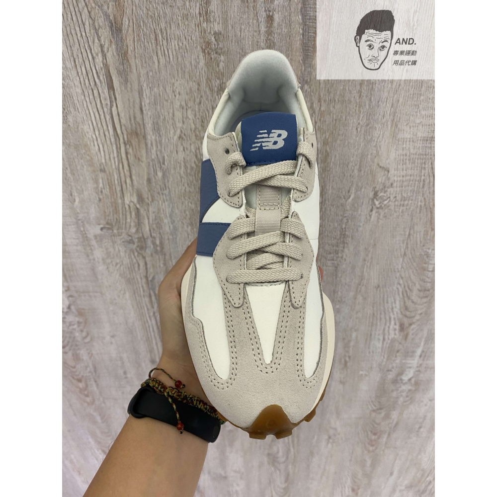 【AND.】NEW BALANCE 327 復古 皮革 運動 女款 藍字/灰字 U327LU/LT-細節圖7