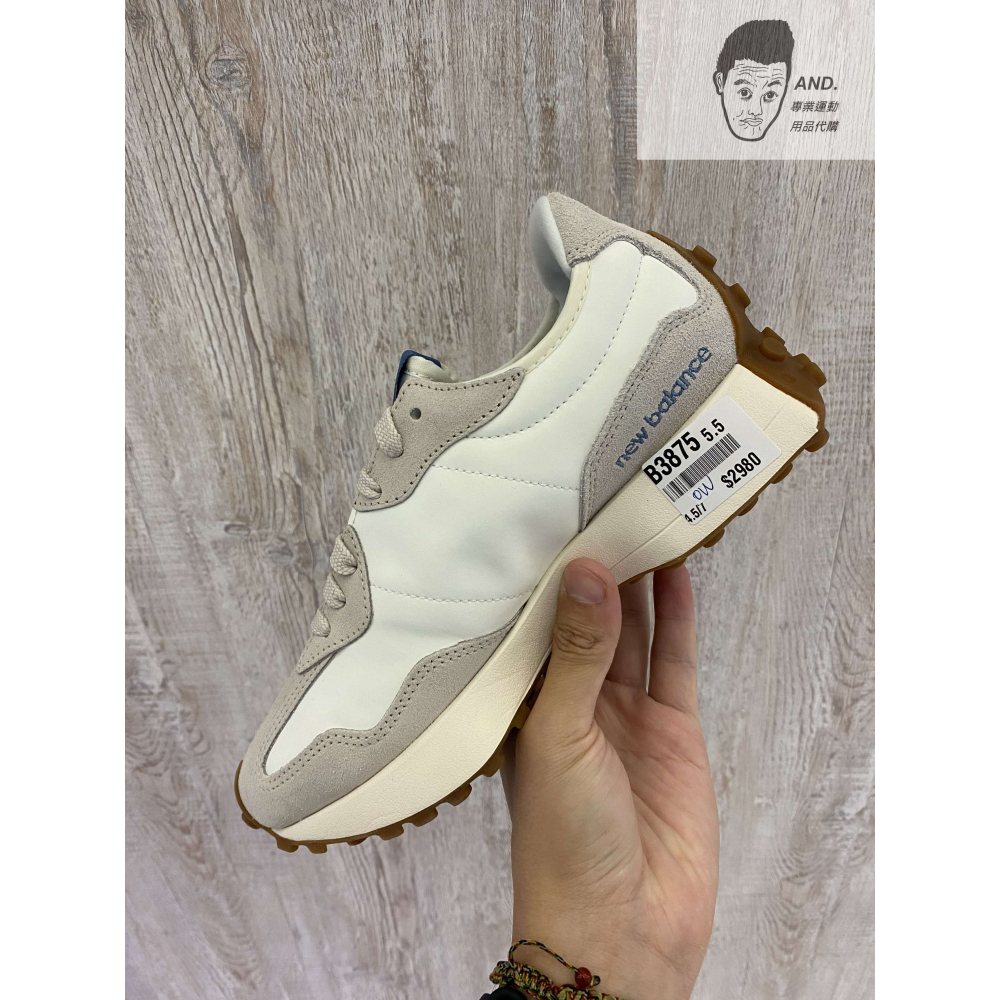 【AND.】NEW BALANCE 327 復古 皮革 運動 女款 藍字/灰字 U327LU/LT-細節圖8