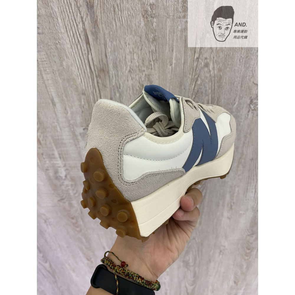 【AND.】NEW BALANCE 327 復古 皮革 運動 女款 藍字/灰字 U327LU/LT-細節圖9