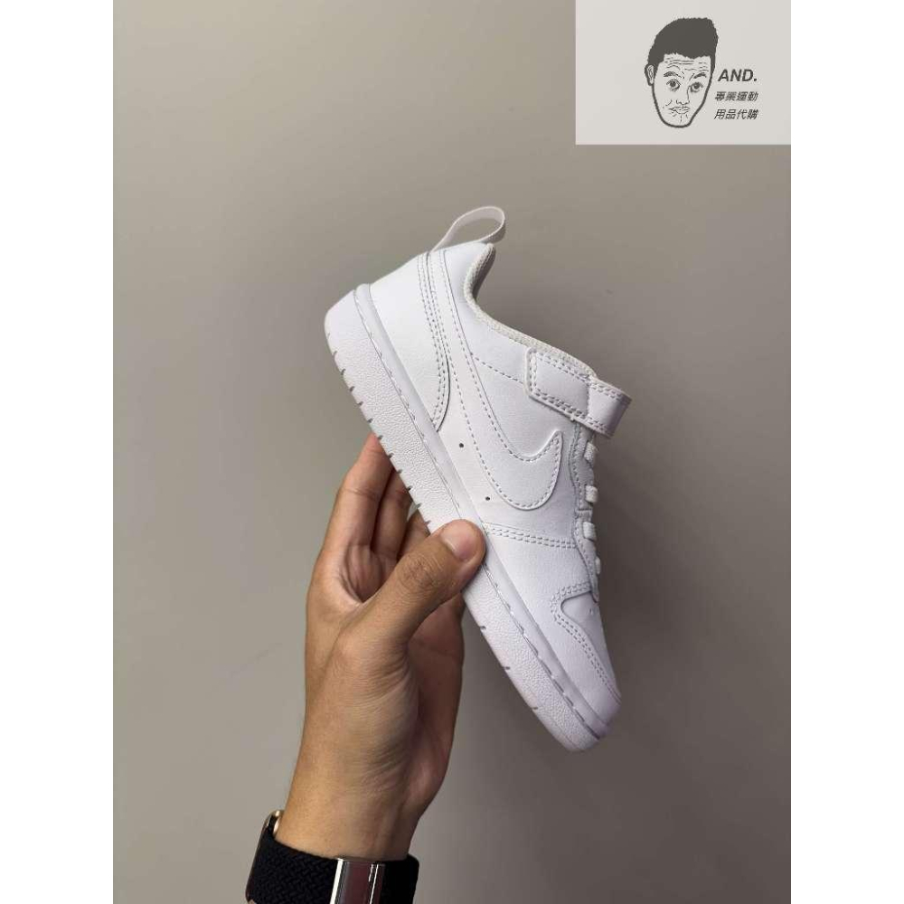 【AND.】NIKE COURT BOROUGH LOW PSV 全白 休閒 魔鬼氈 中童 BQ5451-100-細節圖3