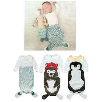 ♥寶寶必備♥ins爆款寶寶嬰幼兒美人魚睡袋 企鵝 熊 可愛 造型 防踢被 嬰兒用品