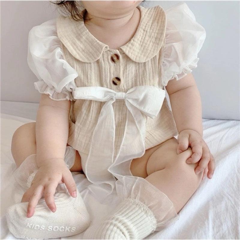 ❤️現貨促銷❤️夏季 女寶 紗布透氣泡泡袖網紗包屁衣 外出服 公主風 婚禮 人氣商品 新鮮貨 免運費-細節圖5